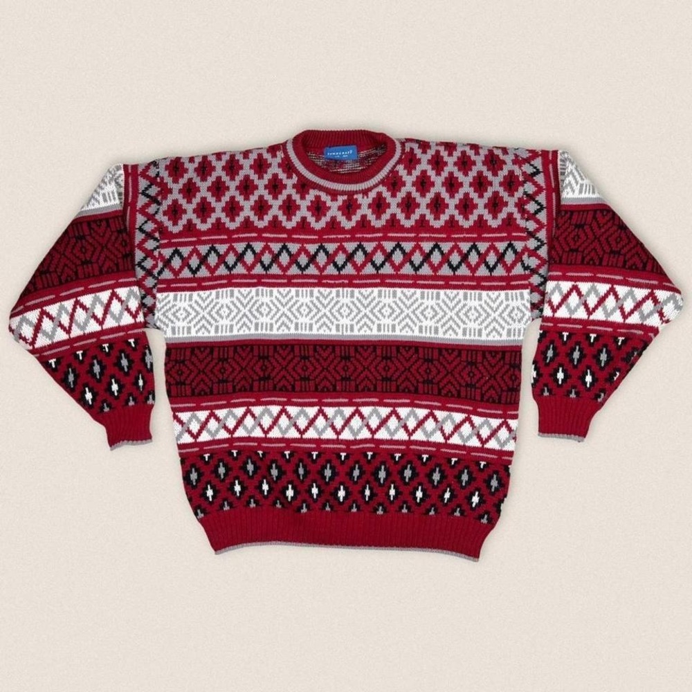 Vintage Fair Isle Grandpa‎ Sweater Acrylic towncraft Christmas - Size Large